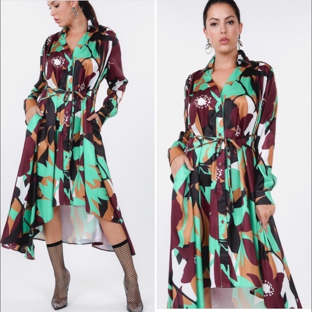 🌟HP🌟Dani Green & Brown Long Sleeve Dress👗 - Picture 5 of 15